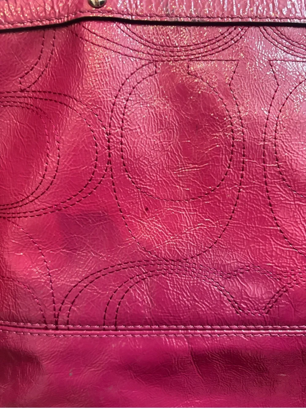 Coach F15142 Magenta Patent Leather Signature Tote